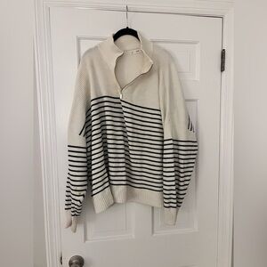 Mango white and navy striped sweater size 3X
